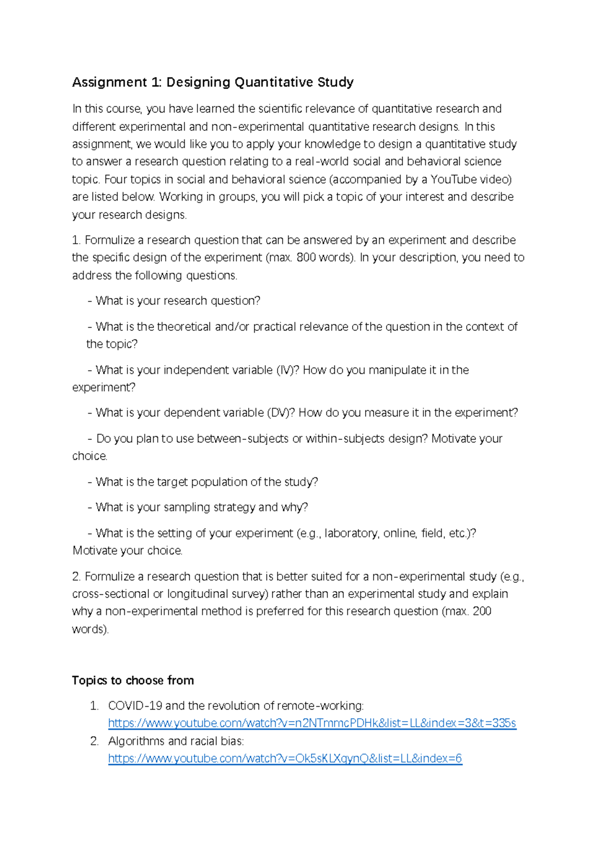 Assignment 1: Designing a Quantitative Research Study in SPSS - Studeersnel