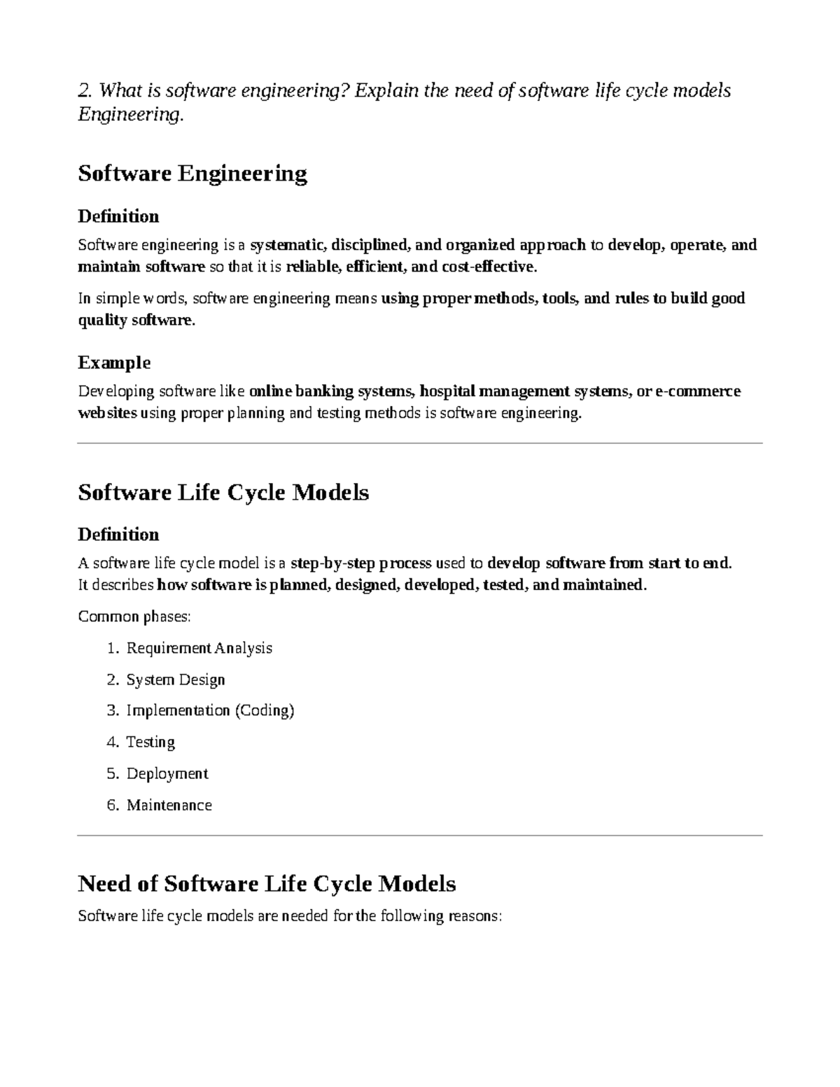 SE 2020 - Understanding Software Engineering and Life Cycle Models ...