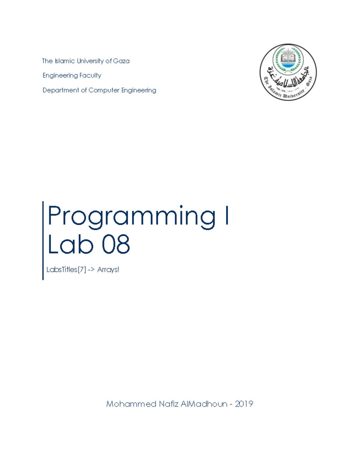 Programming I Lab 08 - Mastering Arrays in JAVA with Exercises - Studocu