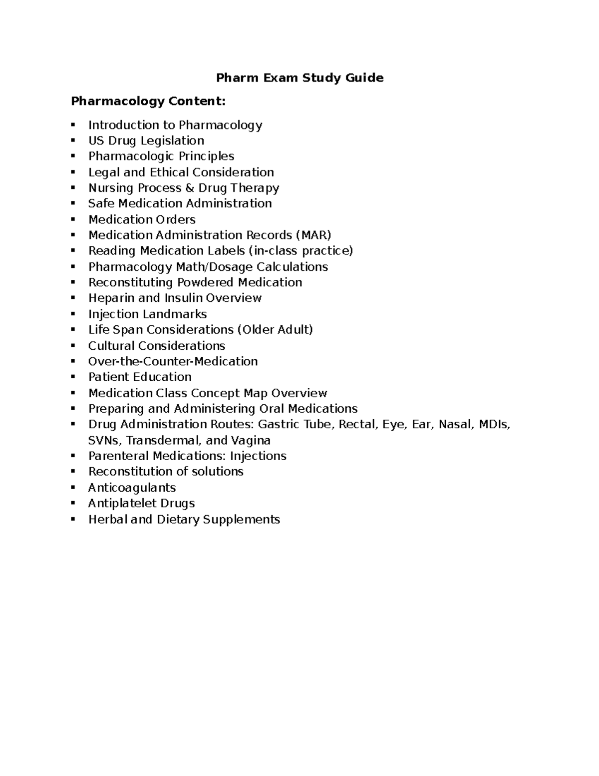 Pharm Exam Study Guide: Comprehensive Review of Pharmacology Concepts ...