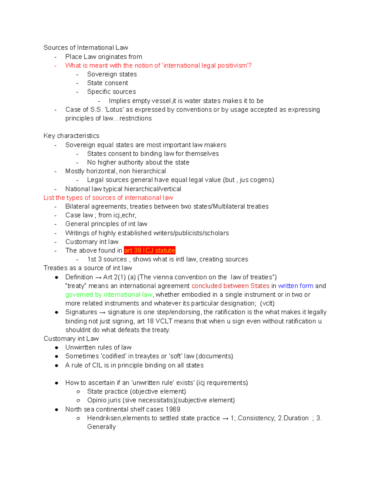 WEEK 2 Notes: Understanding Sources of International Law - Studocu