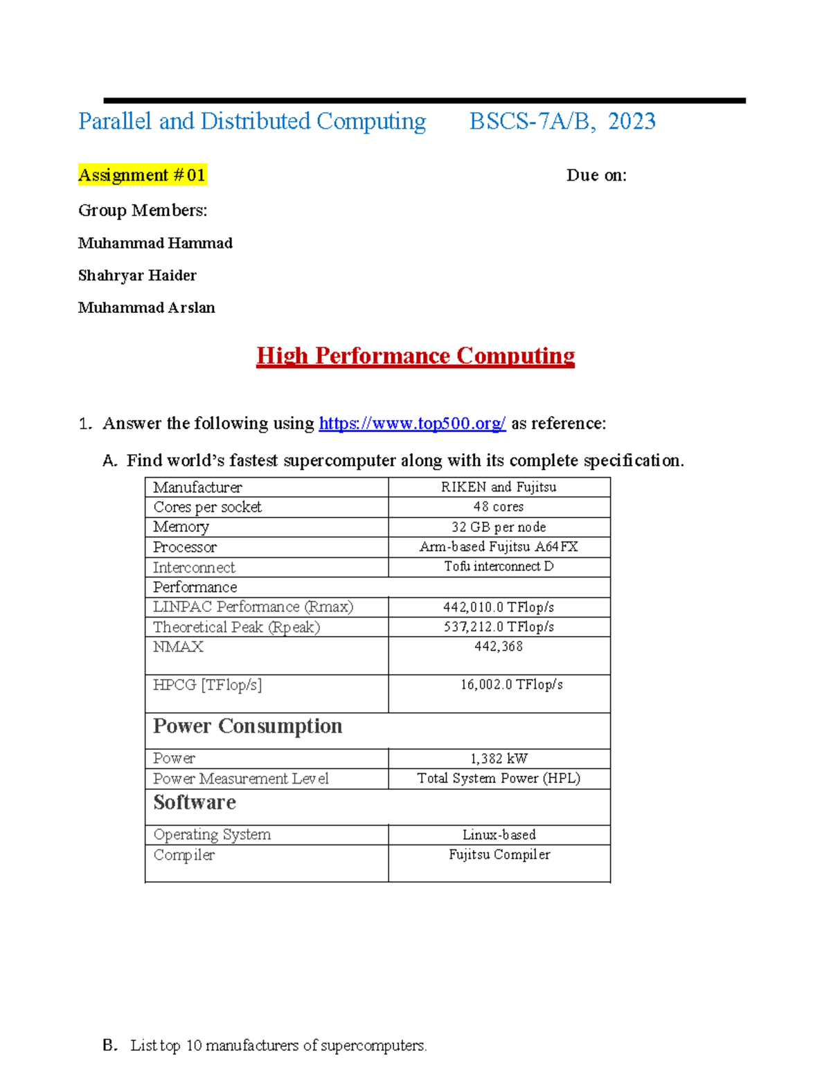 PC-Assignment-1: Exploring High Performance Computing Specifications ...