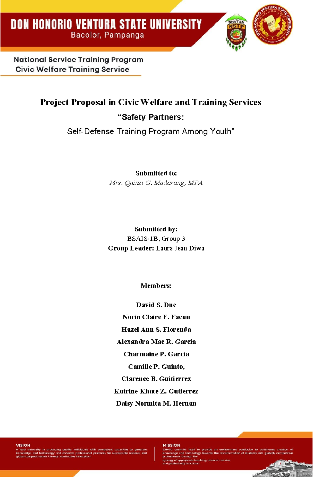 CWTS 2025: Partners Self-Defense Training Program Proposal - Studocu