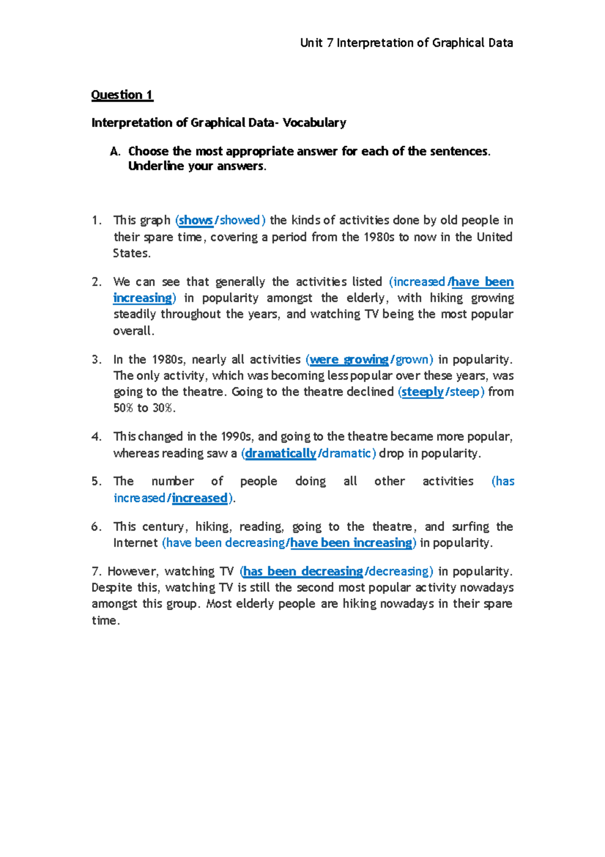 Unit 7 Interpreting graphs ELC151 - Question 1 Interpretation of ...