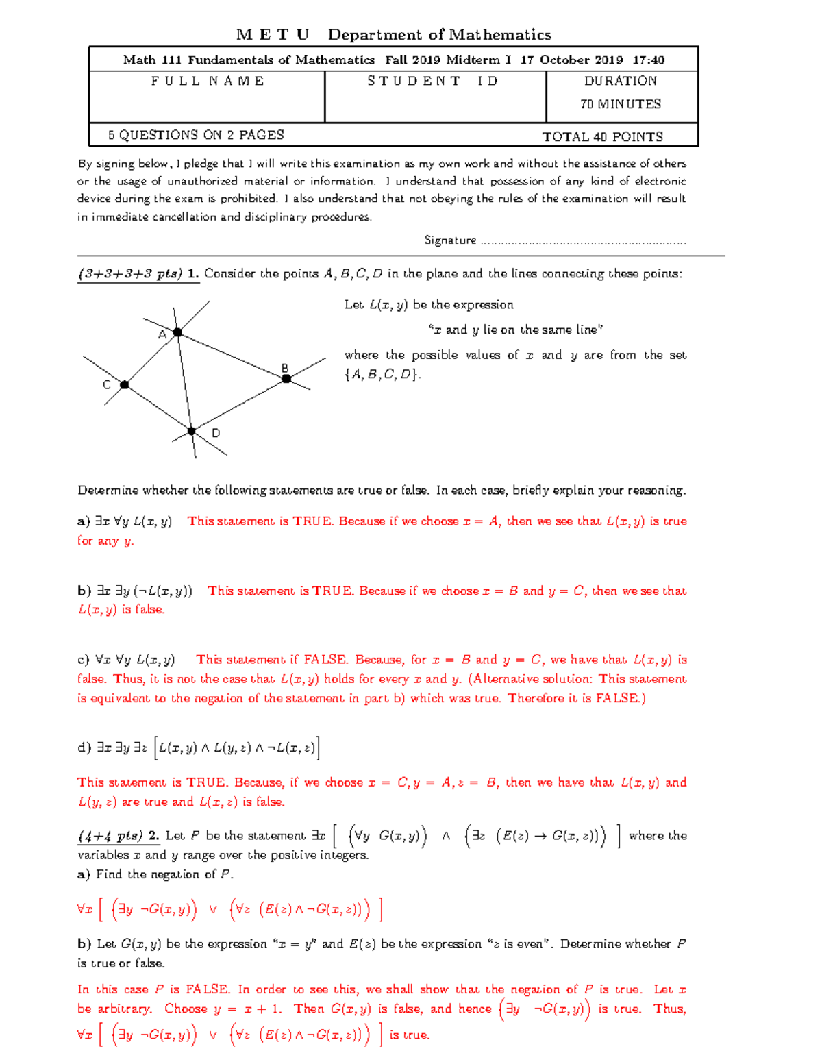 Math 111 Fall 2019 Midterm Exam Review Notes - Studocu