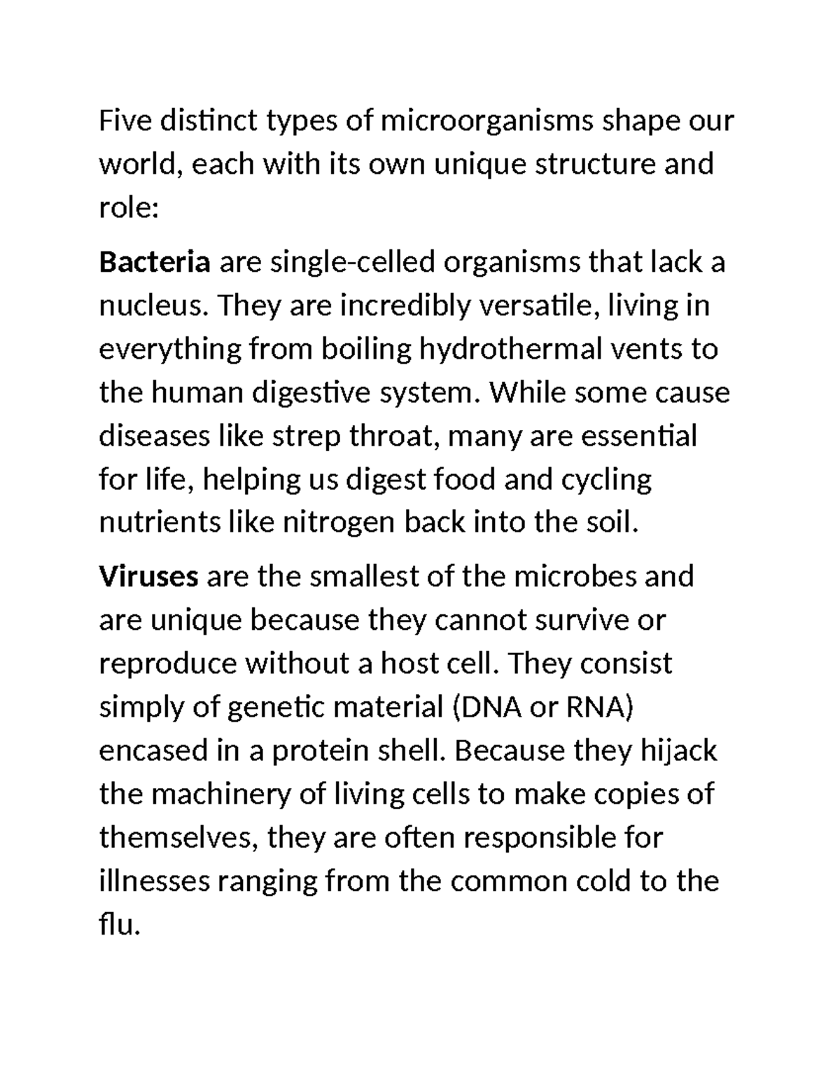 Microorganisms 101: Exploring 5 Key Types and Their Roles - Studocu