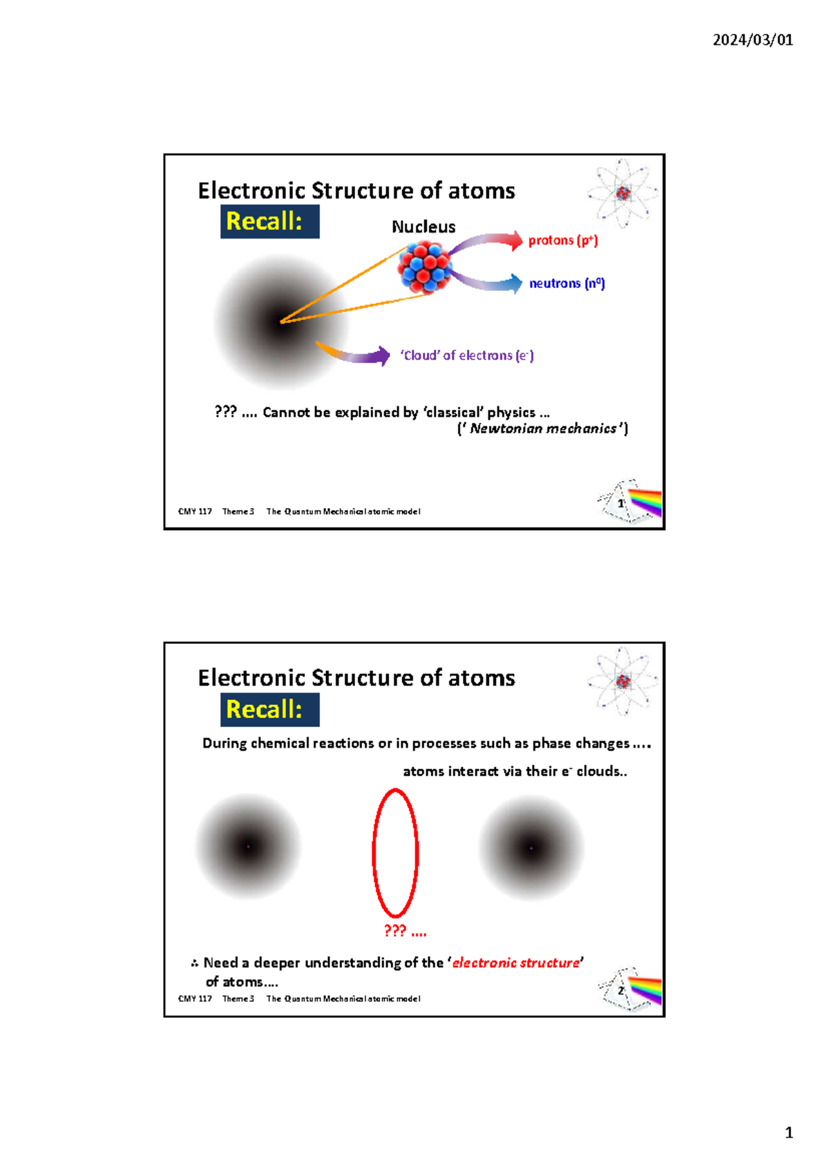 CMY 117 Final Exam Notes: Quantum Mechanical Model of the Atom - Studocu