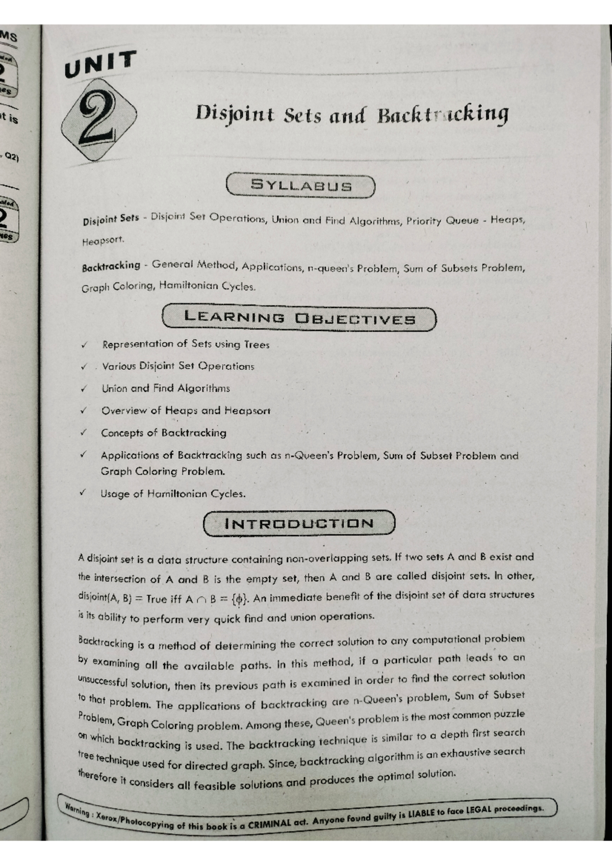 DAA Unit-2 - DAA - UNIT 2 Disjoint Sets and Backtracking SYLLABUS ...