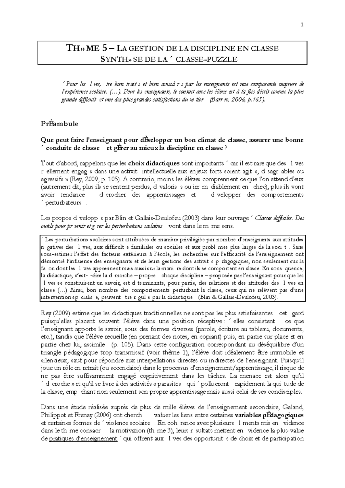 Gestion de la Discipline en Classe et SCP (CGDPS) - Studocu