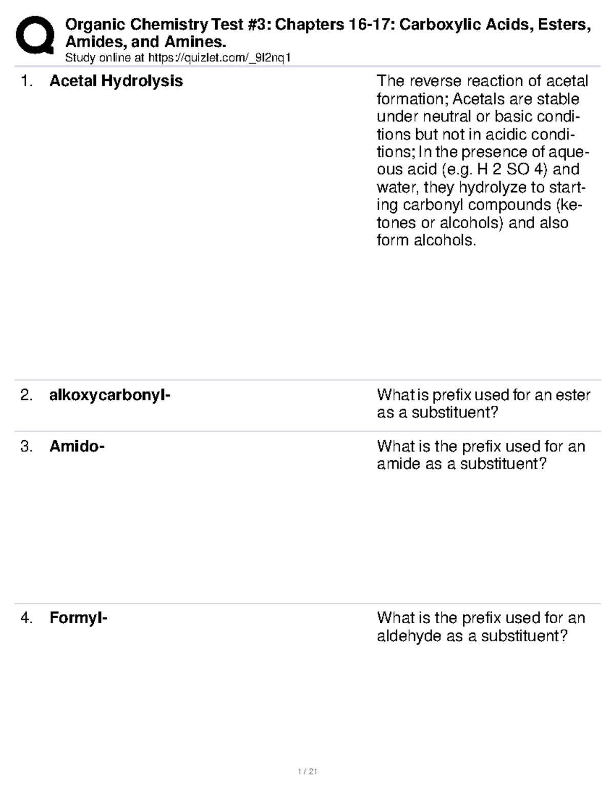 Chemistry 49933332: Study Guide on Amides and Amines - Studocu