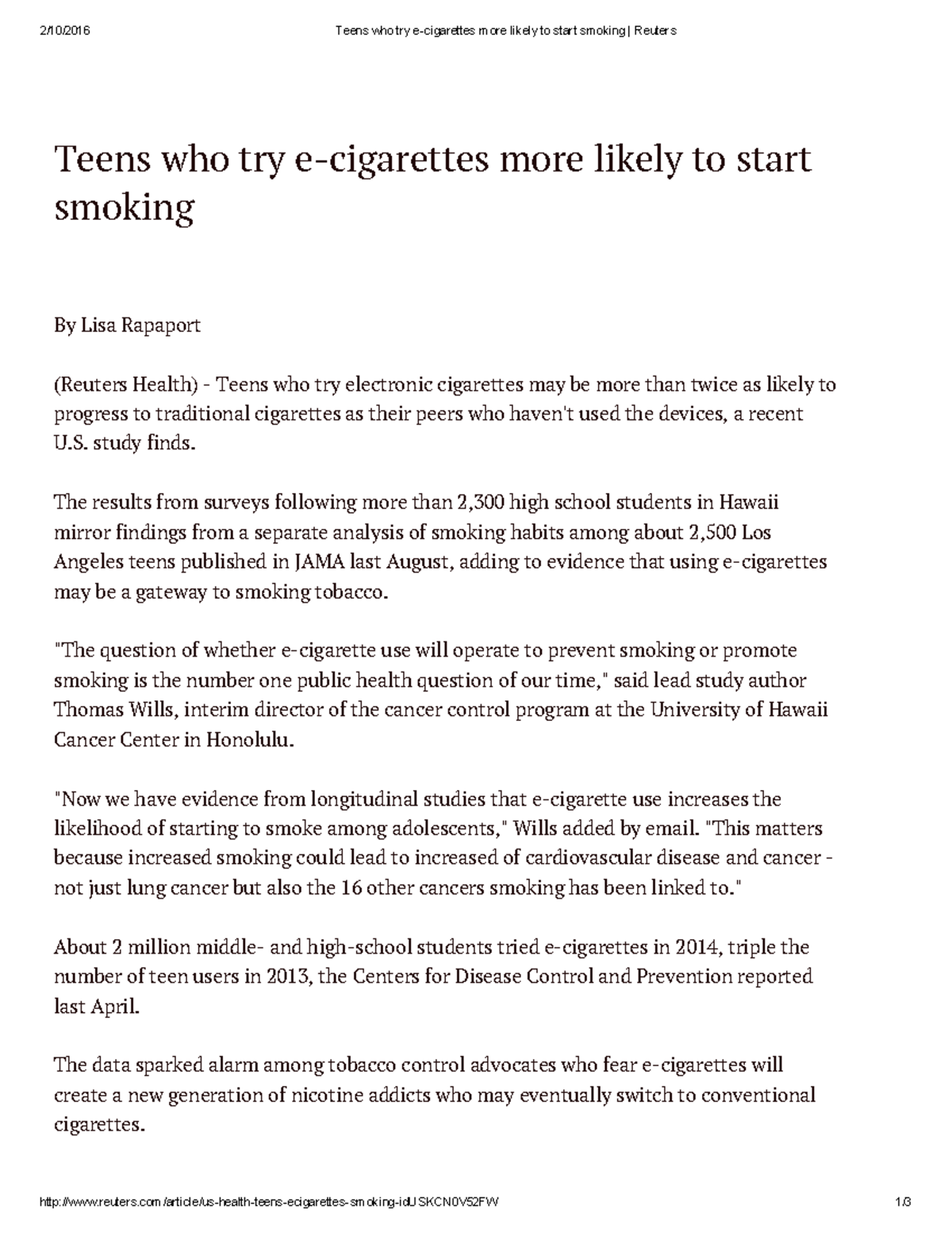 The Impact of E-Cigarette Use on Teen Smoking: A Study Analysis