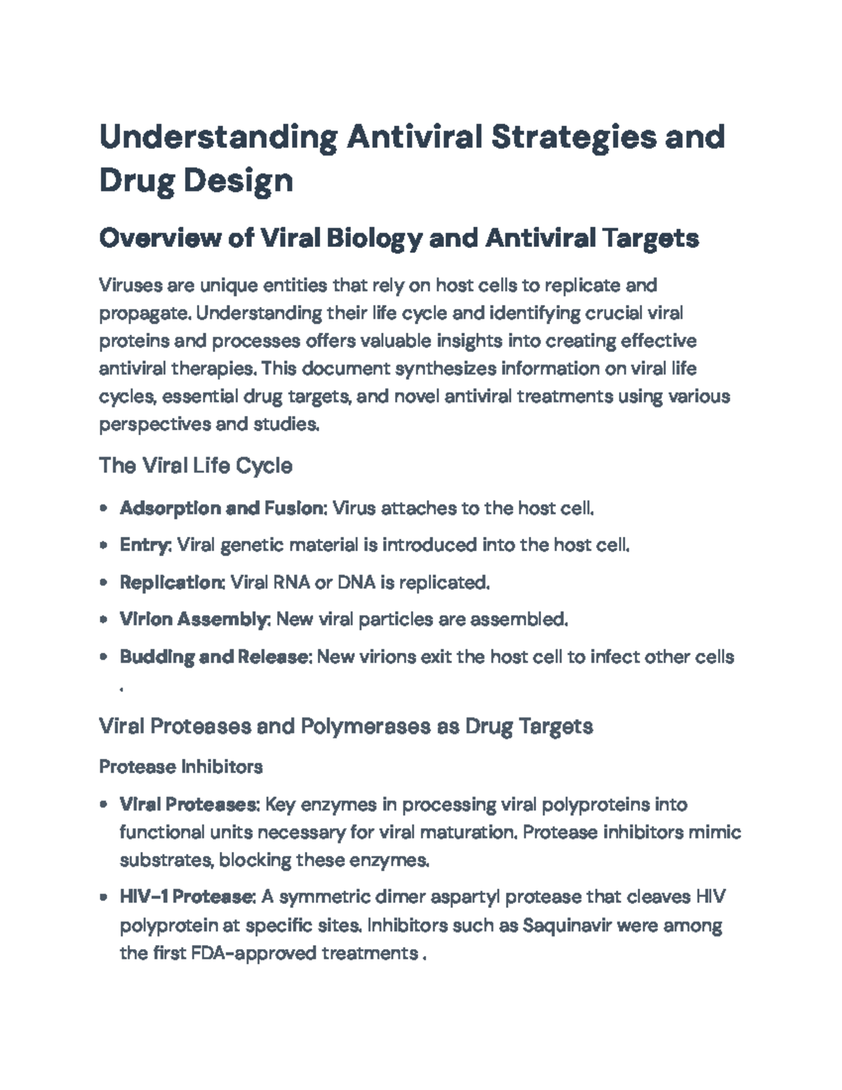 Antiviral Strategies: Drug Design and Viral Biology Overview ...