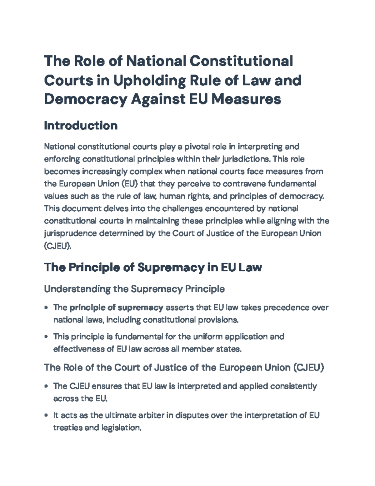 The Role of National Constitutional Courts in EU Democracy & Law ...