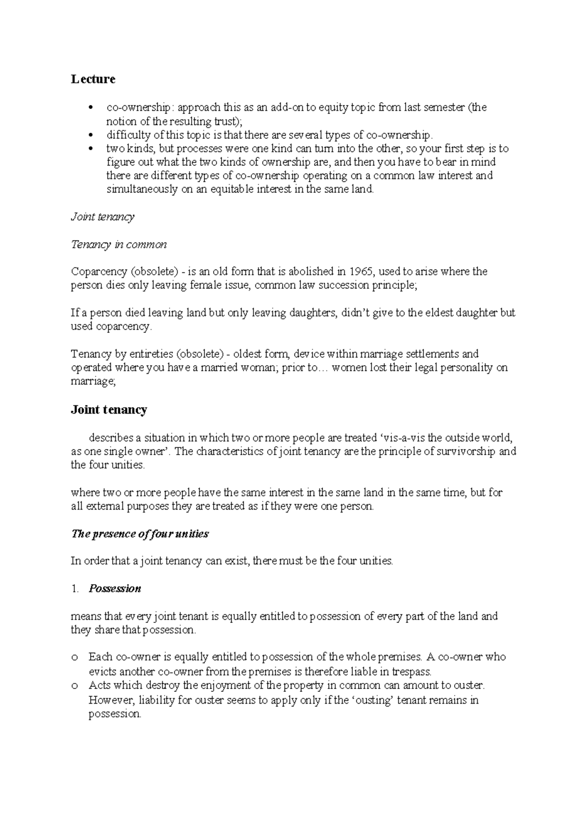 Co-ownership in Property Law: Joint Tenancy vs Tenancy in Common (2024 ...