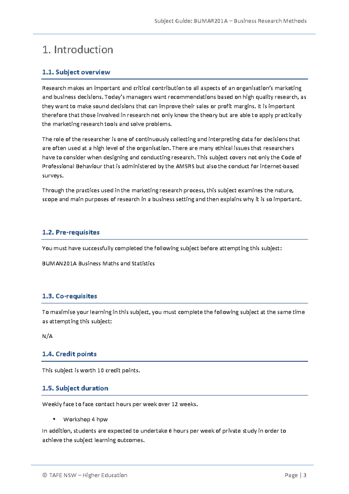 BUMAR201A Business Research Methods Subject Guide with Case Study ...