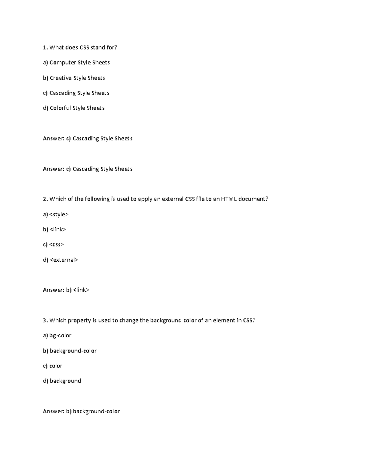 CSS & HTML Basics Quiz - Course Code: DSXA - Studocu