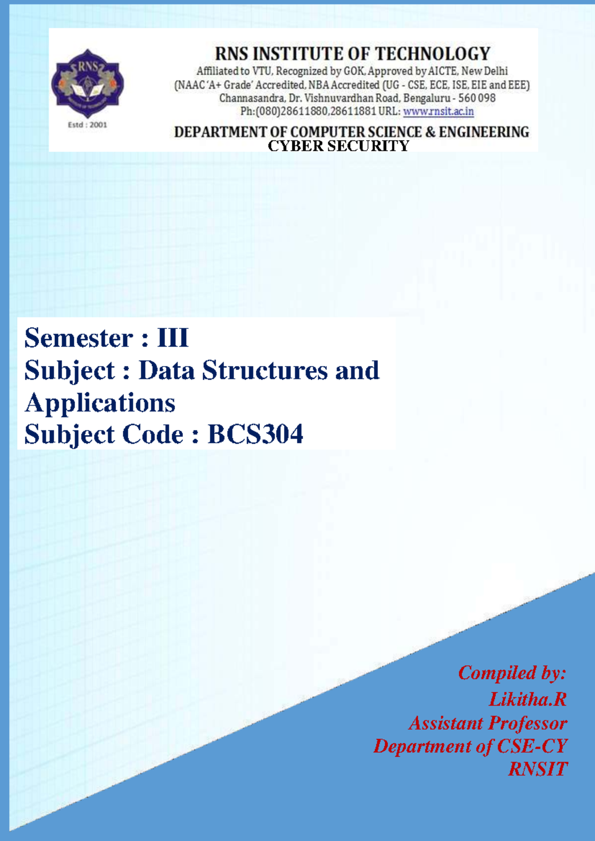 DSA Notes: Data Structures & Applications (BCS304) - Studocu