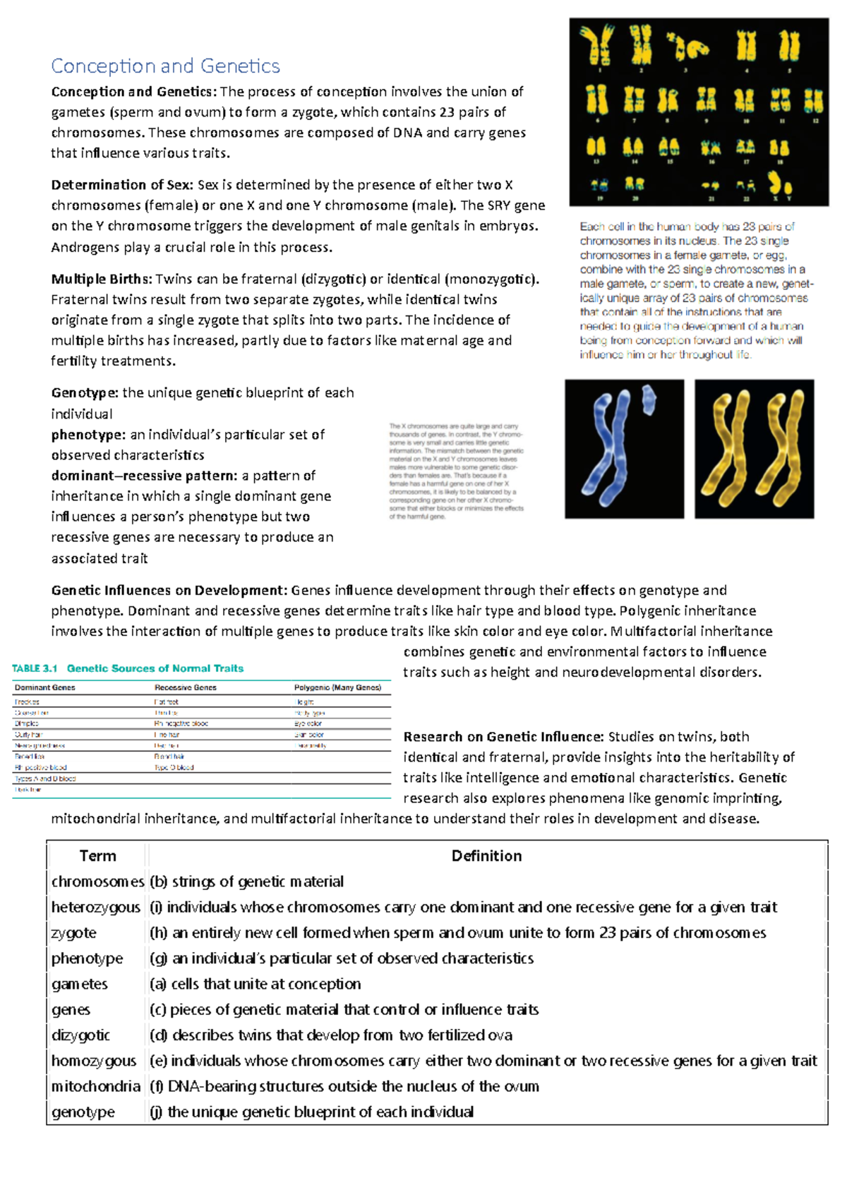 Dev chapter 3 - Conception and Genetics Conception and Genetics: The ...