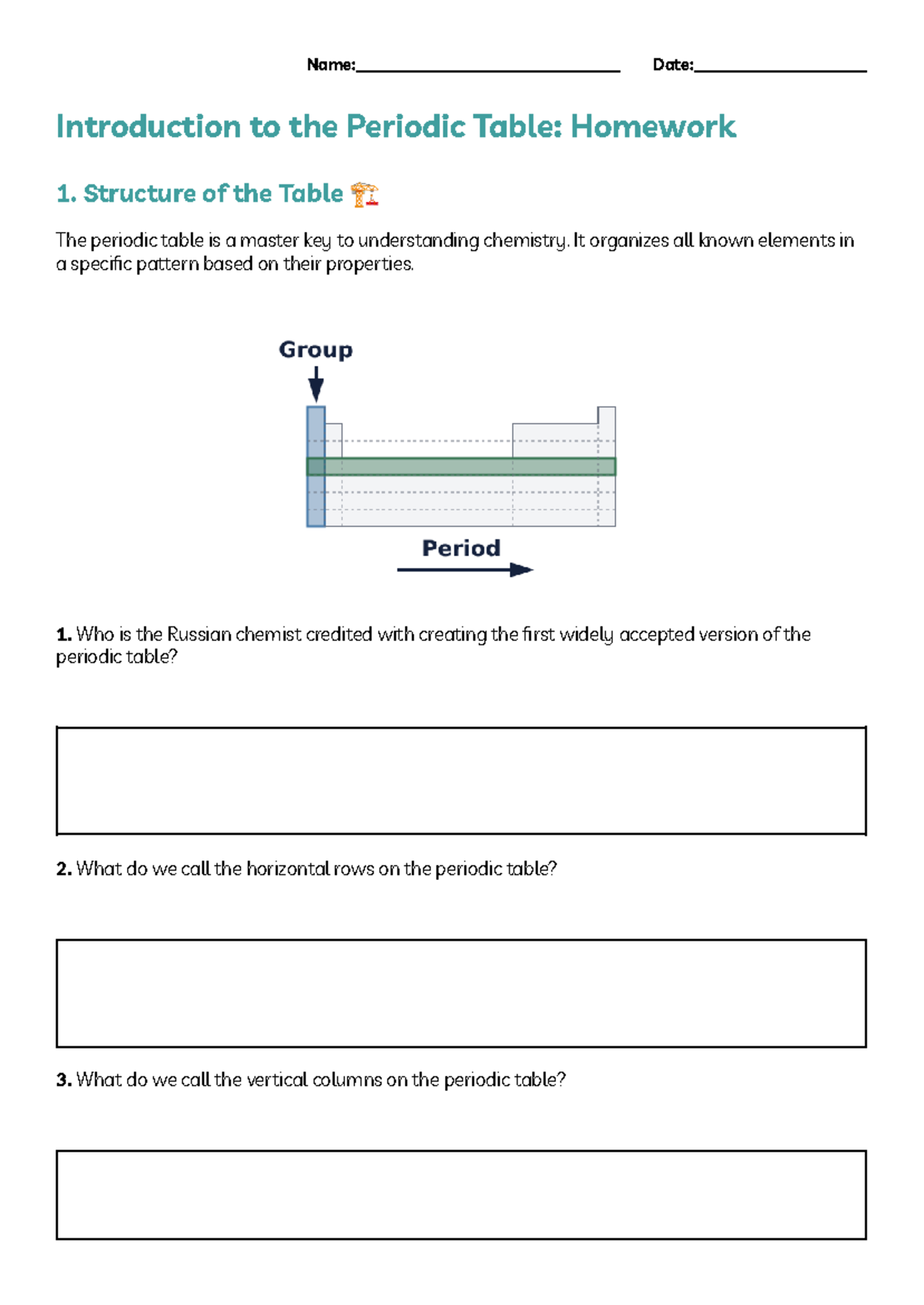 Periodic Table Homework 1: Structure & Elements Overview - Studocu