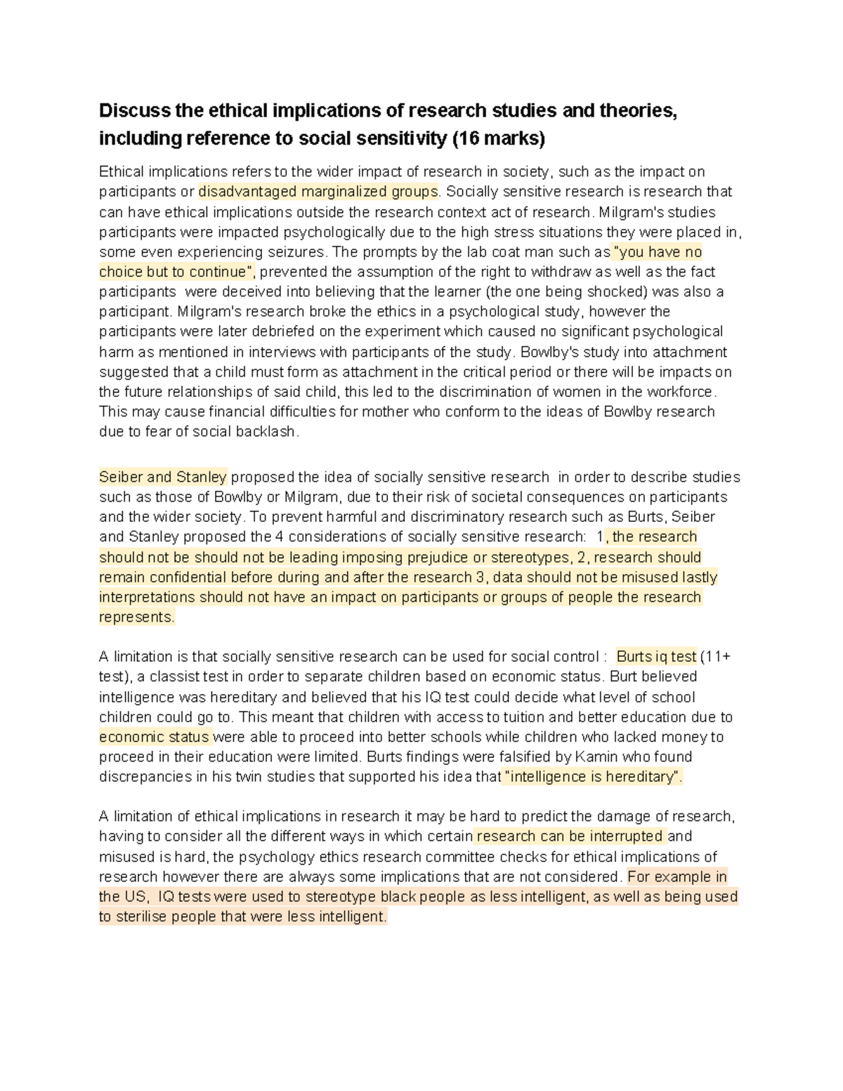 16m Ethical Implications of Research Studies & Social Sensitivity (16 ...