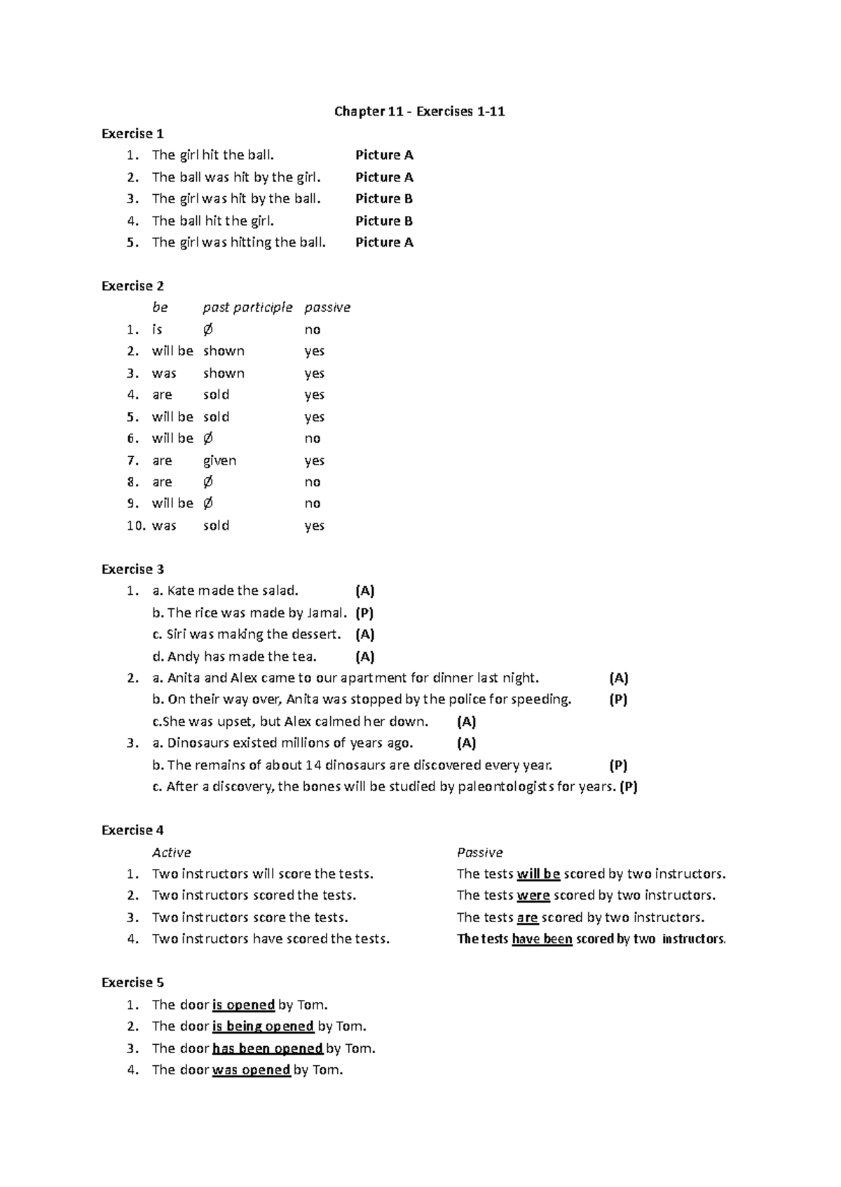 Understanding and Using English Grammar - Chapter 11 Exercises 1-11 ...