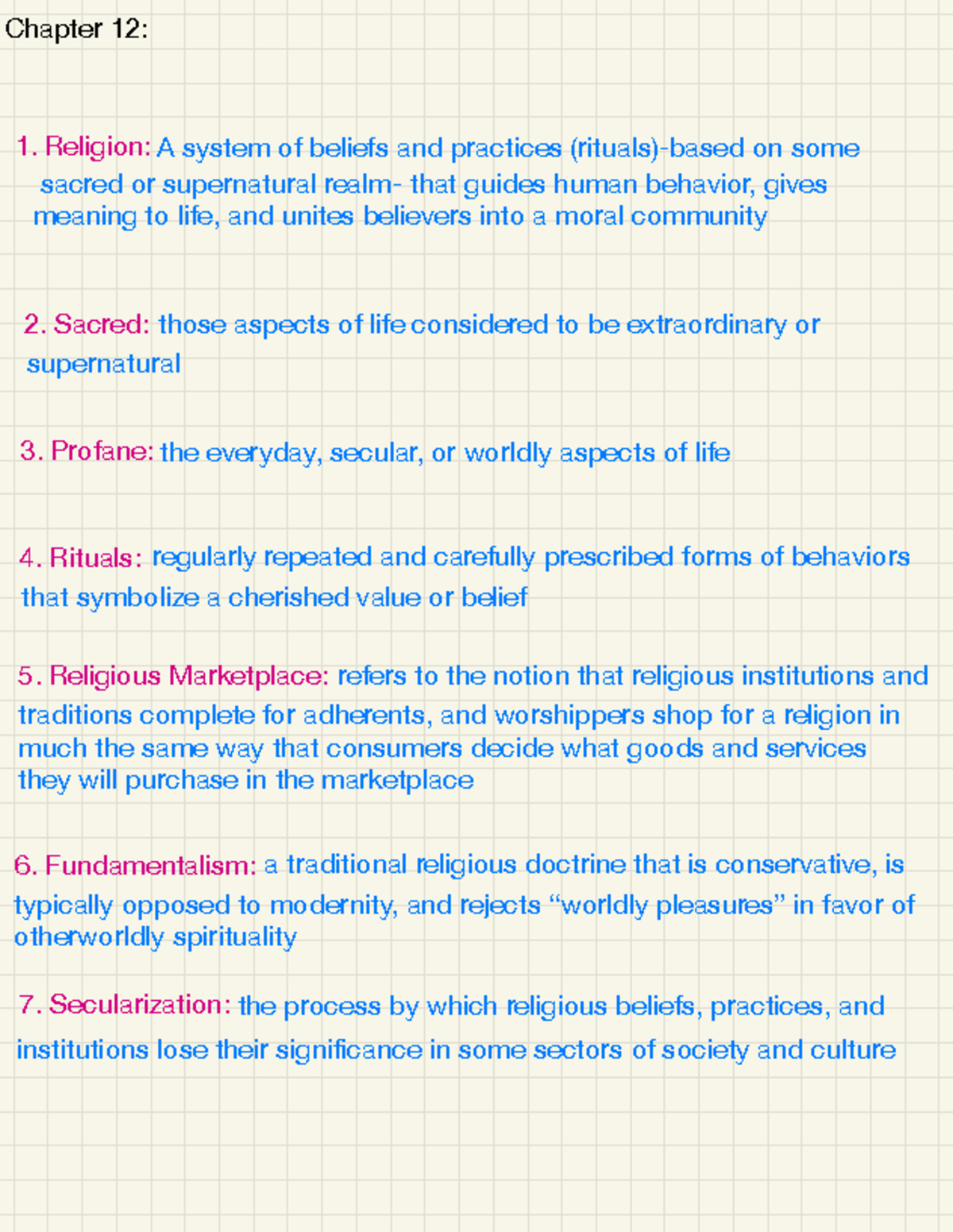 Sociology Study Guide Test 4 Final Exam 3 - Chapter 12: Religion ...