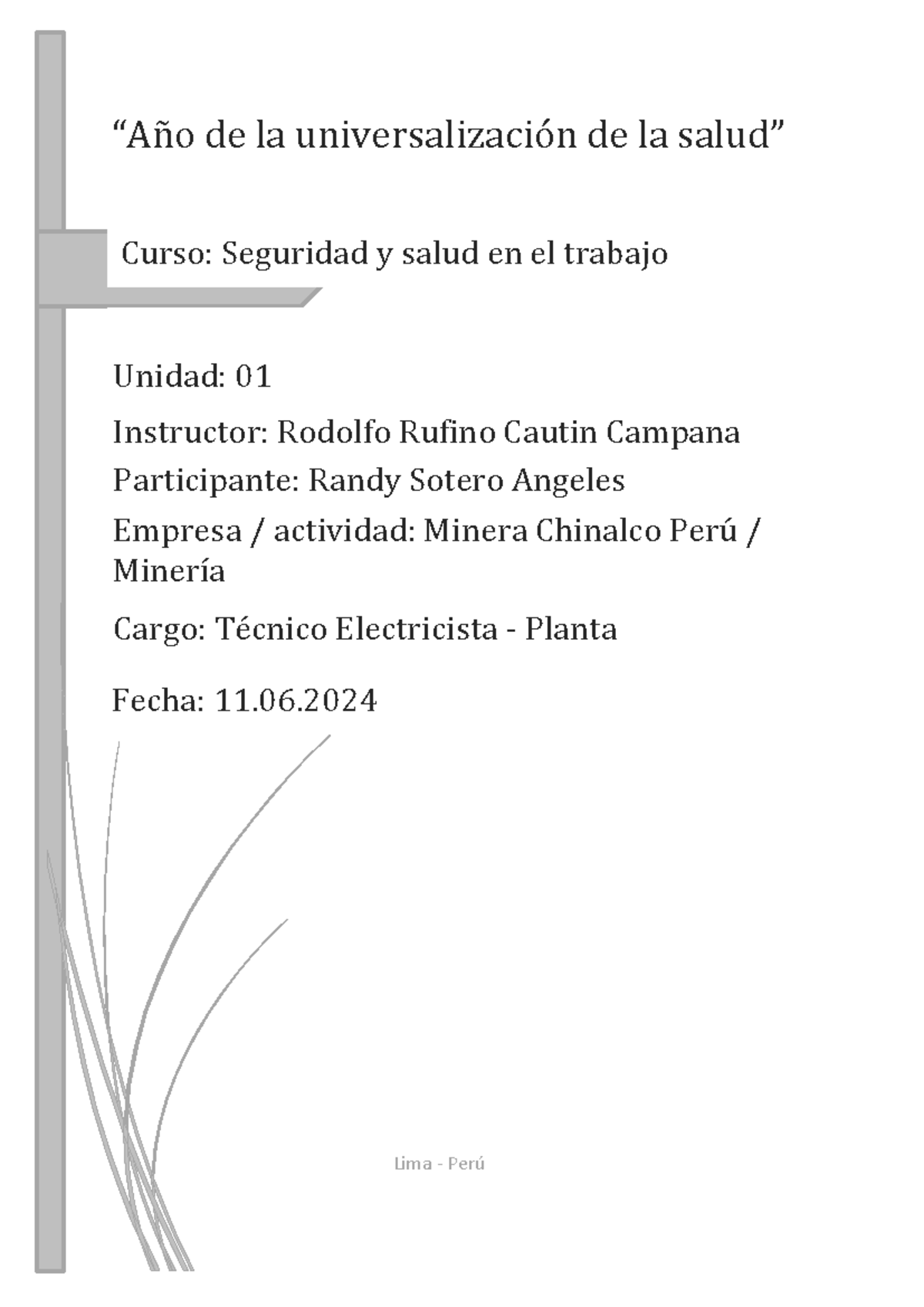 PA1 Seguridad y Salud en el Trabajo: Análisis de Riesgos y Prevención ...