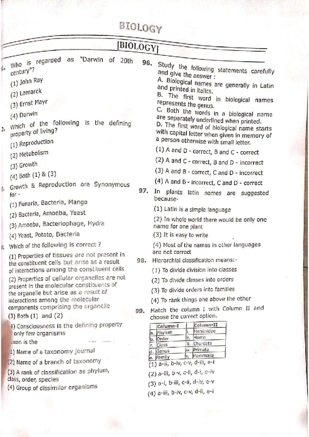 BIOLOGY 1: Comprehensive Study Guide for Class 11 & 12 - Studocu