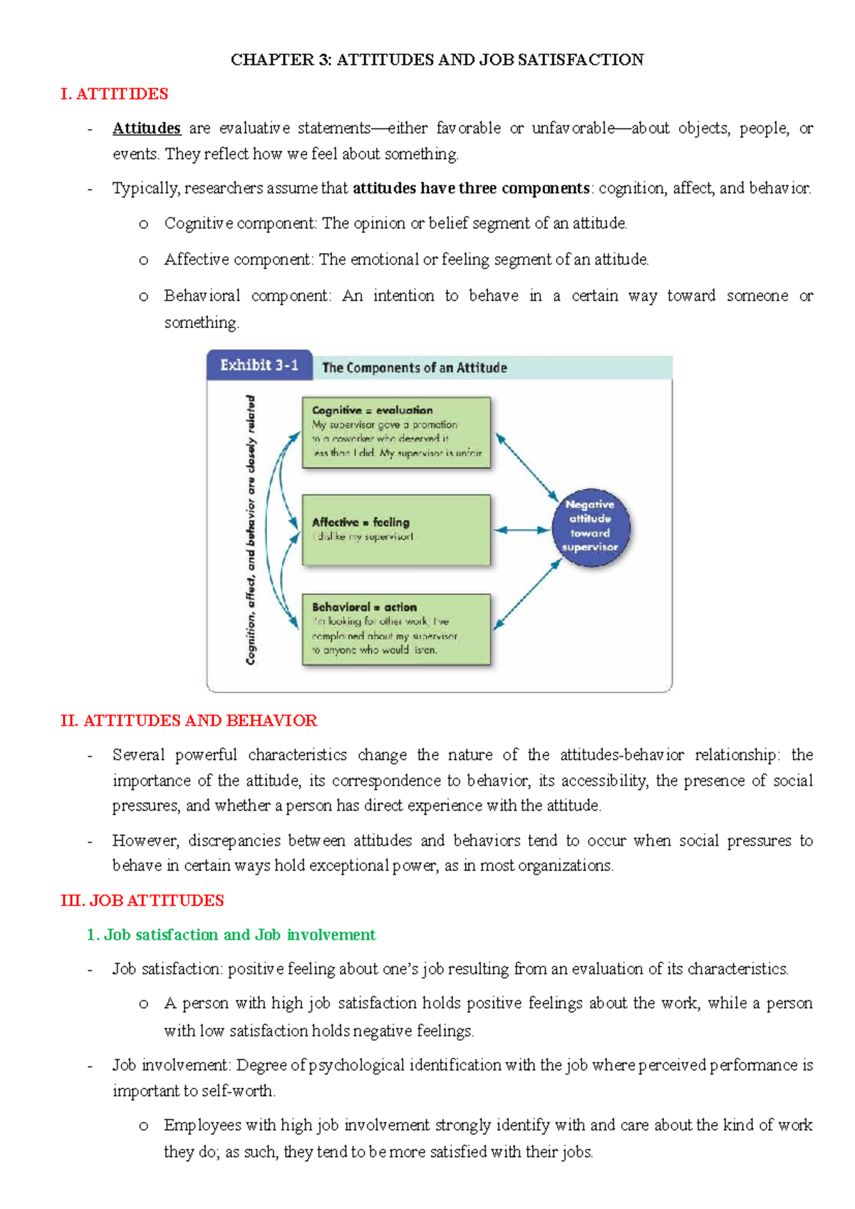 OB 3: Attitudes and Job Satisfaction - Key Concepts and Insights - Studocu