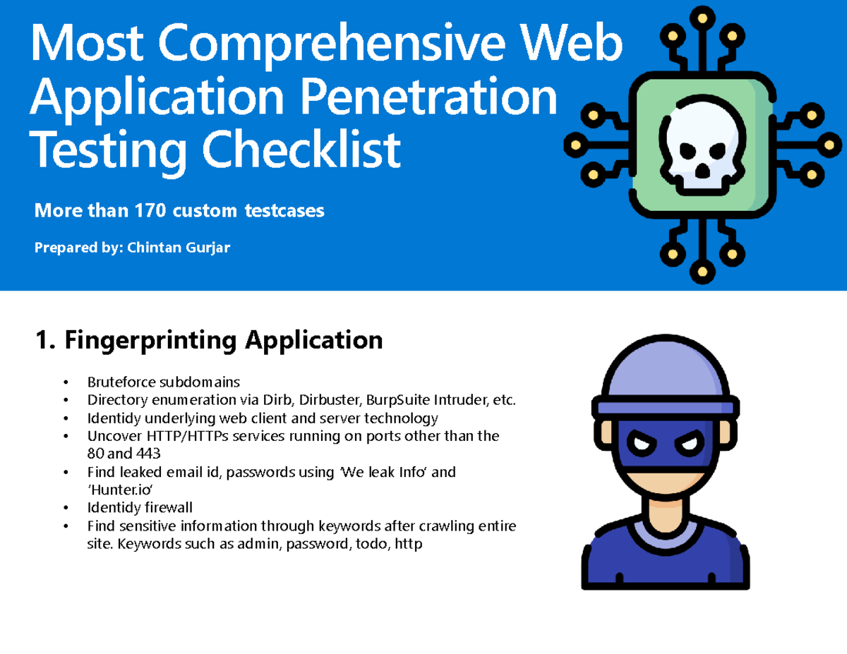 Web Checklist by Chintan Gurjar - Most Comprehensive Web Application ...