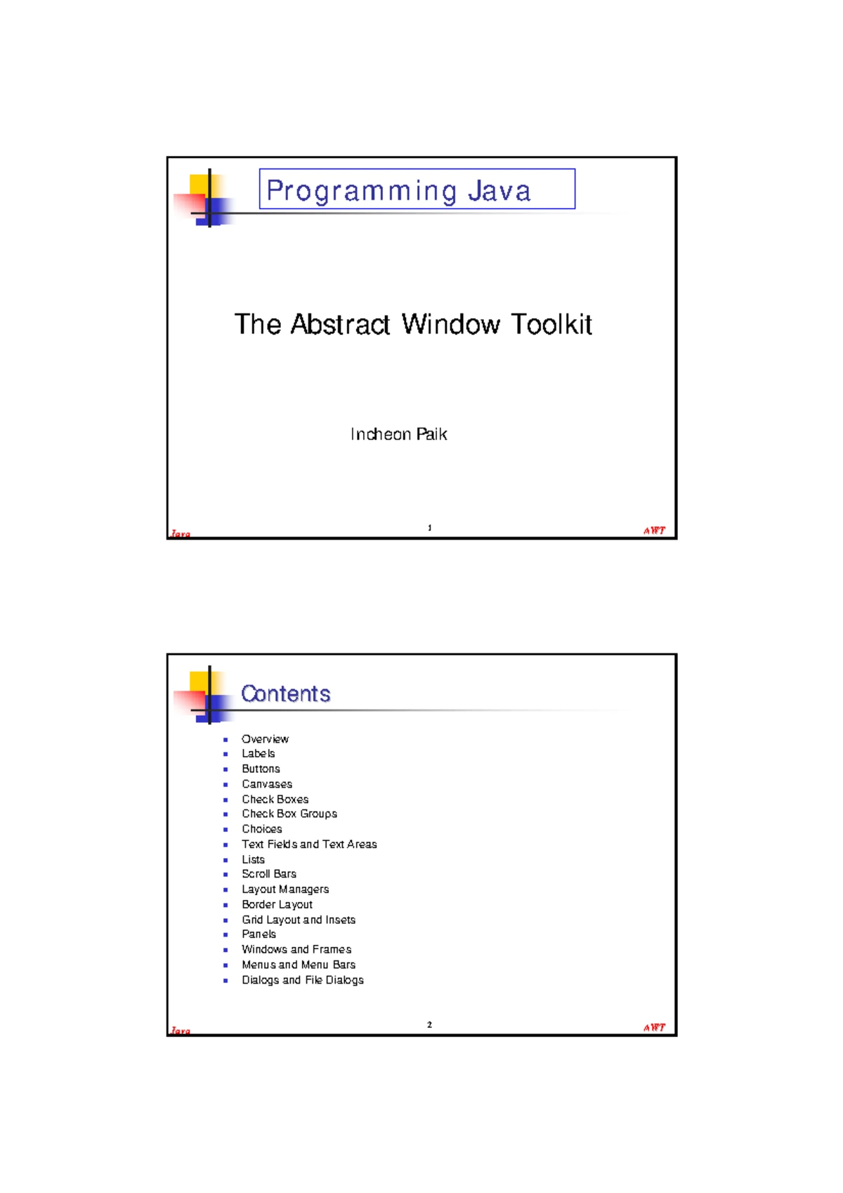 Swing GUI Design: AWT & Swing Components Overview for Java Basics - Studocu