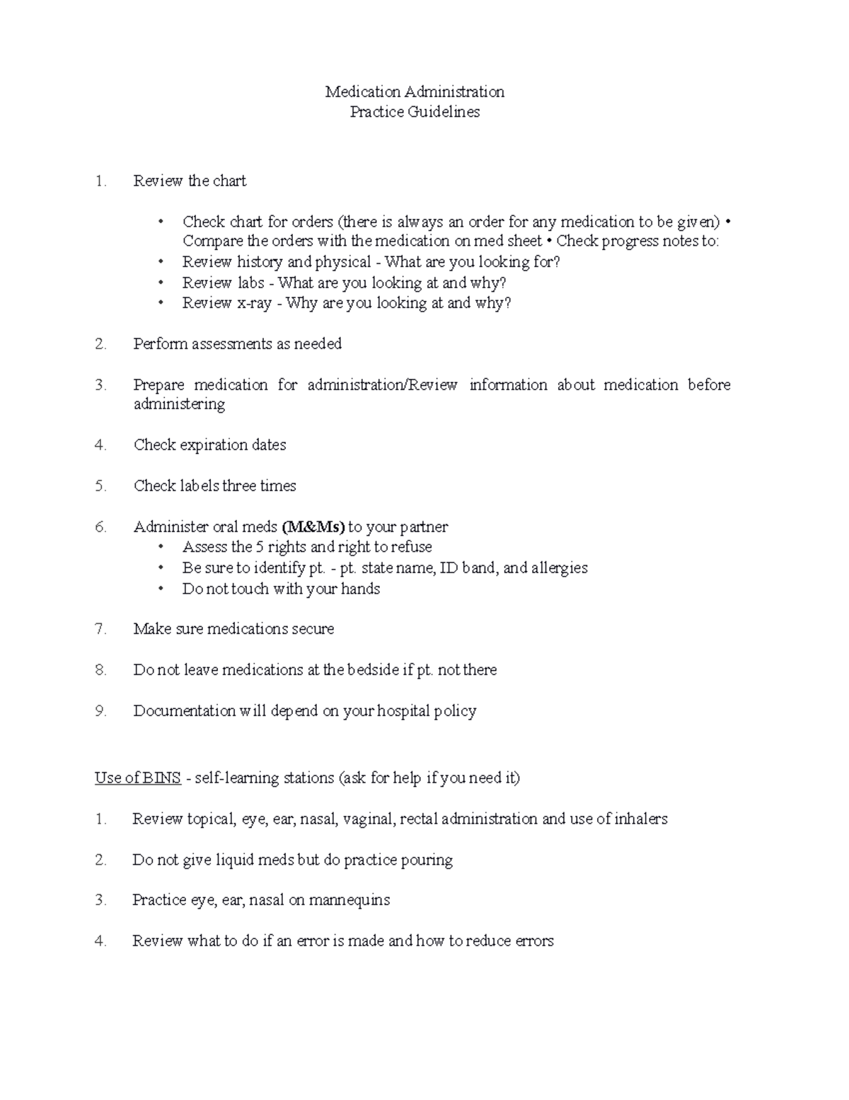 Med Admin Form -Filled Out - Medication Administration Practice ...