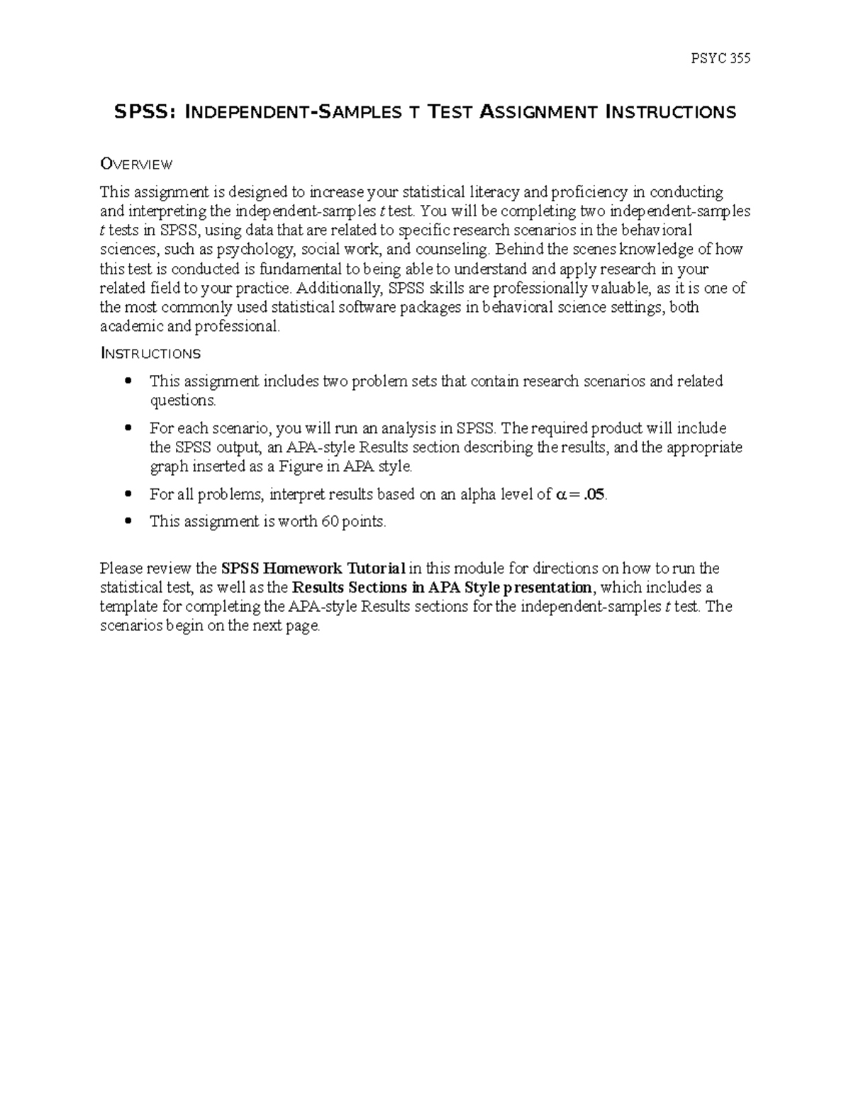 1-SPSS Homework Independent-Samples t Test Assignment Instructions ...