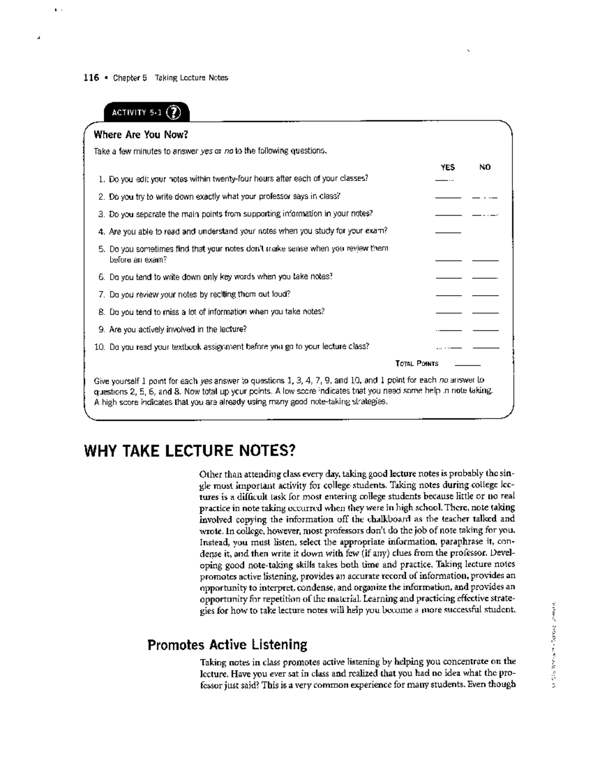 Appendix 11 - Note-Taking Strategies - 116 Chapter 5 Taking Lecture ...