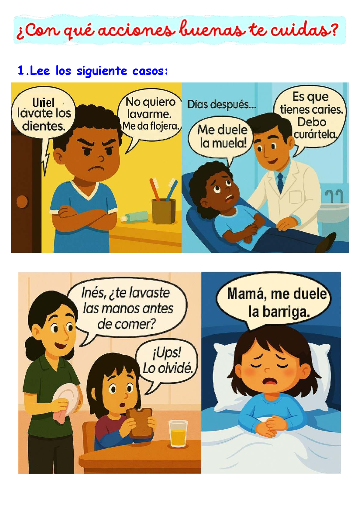 Ficha de Acciones Buenas para Cuidar la Salud - Maestra Janet - Document Preview