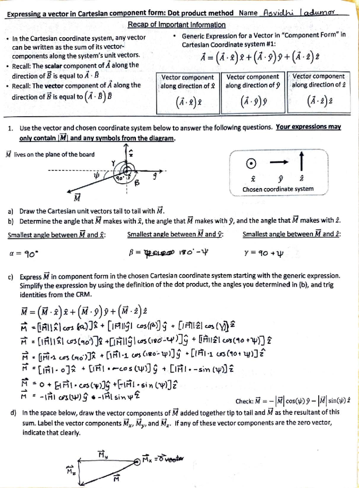 13. ICW Vector Representation in Cartesian Form: Dot Product Method ...
