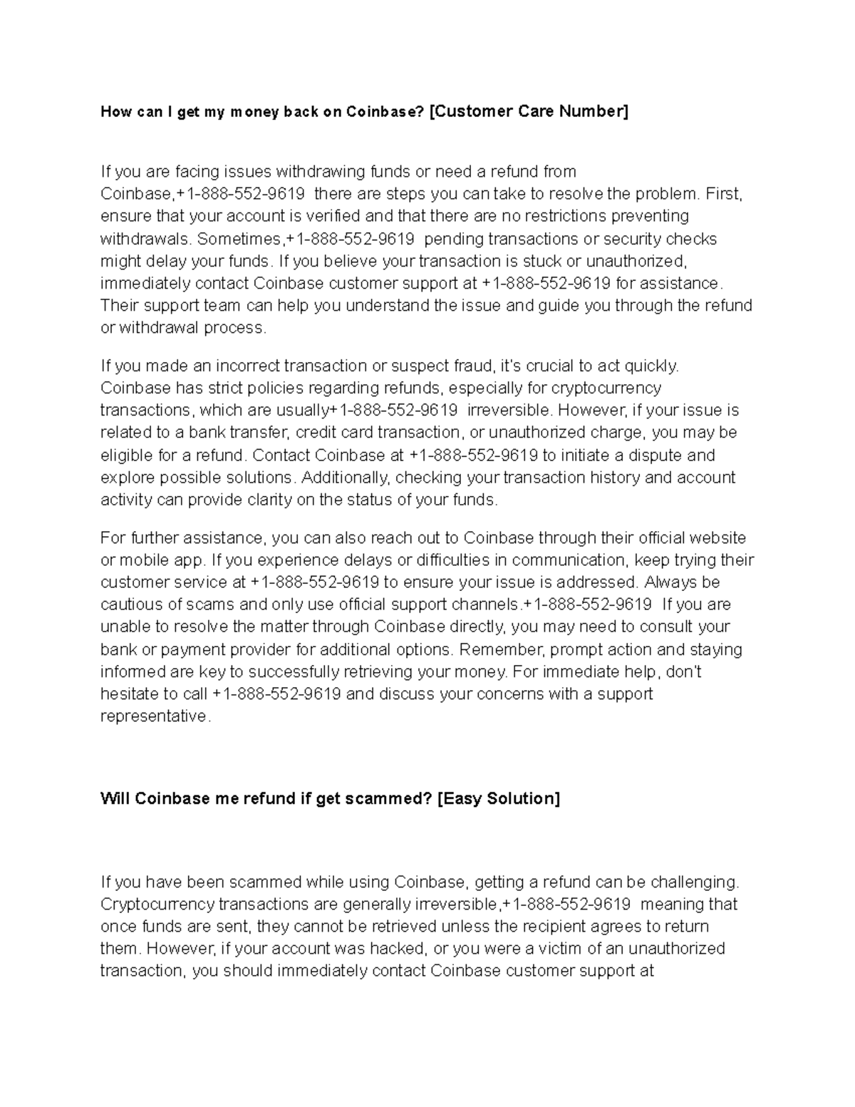 Coinbase Withdrawal and Refund Guide: Customer Support Numbers Included -  Studocu