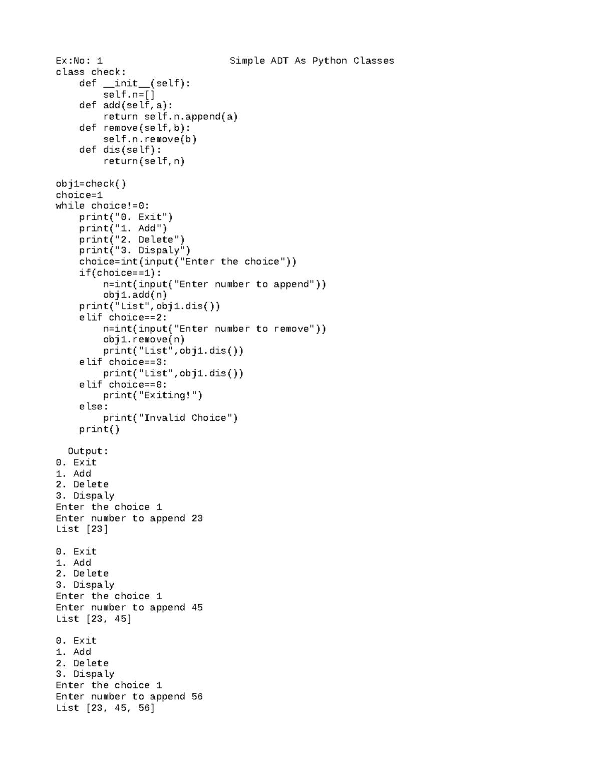 Ex:No: 1-10 Python Data Structures & Algorithms Implementation - Studocu