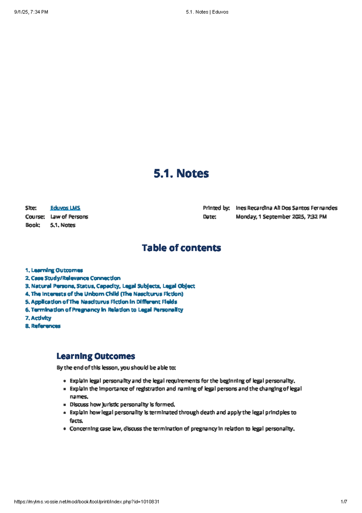 Law of Persons 5.1. Notes: Legal Personality & Nasciturus Fiction - Studocu