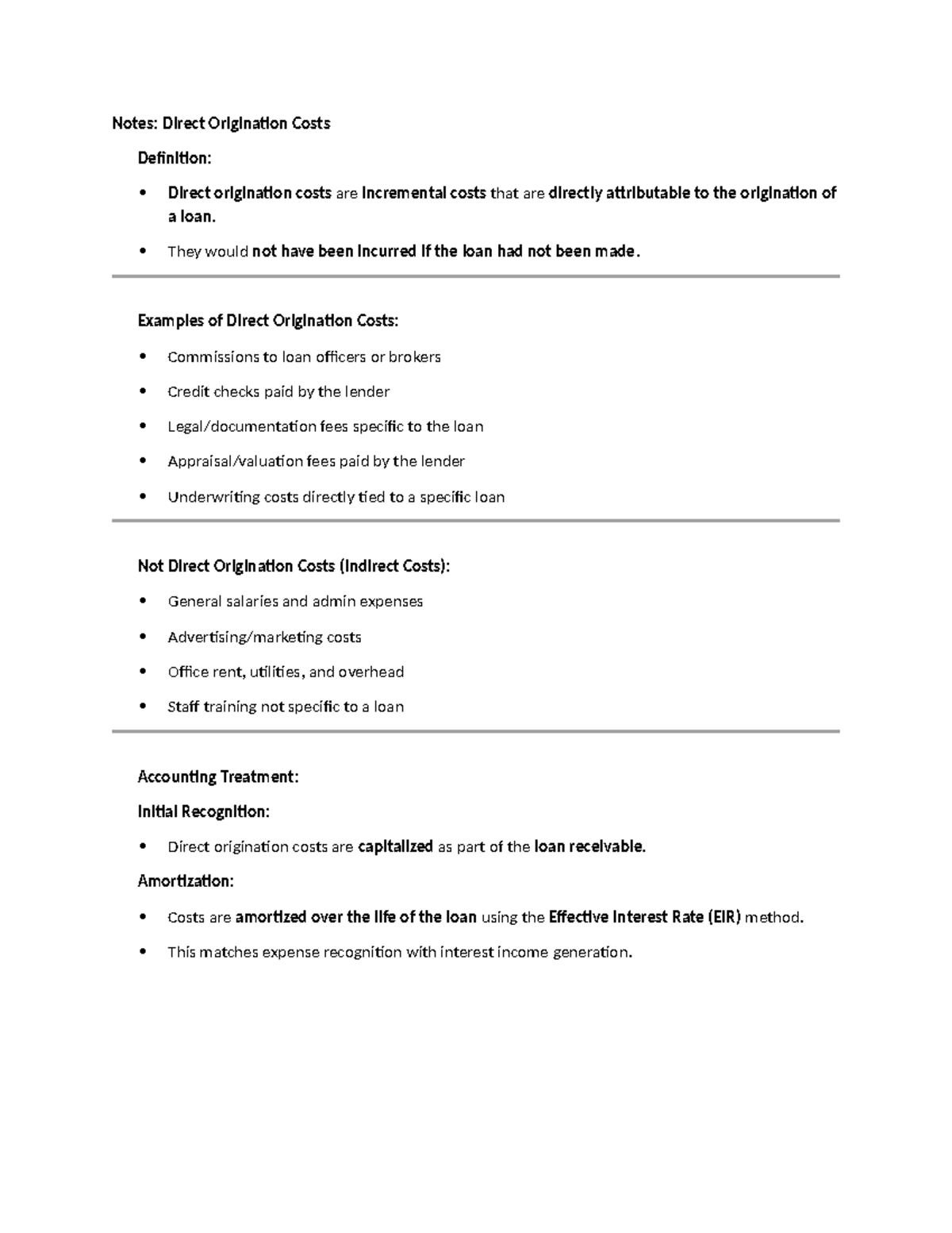 Rec Fin - Notes on Direct Origination Costs and Accounting Treatment ...