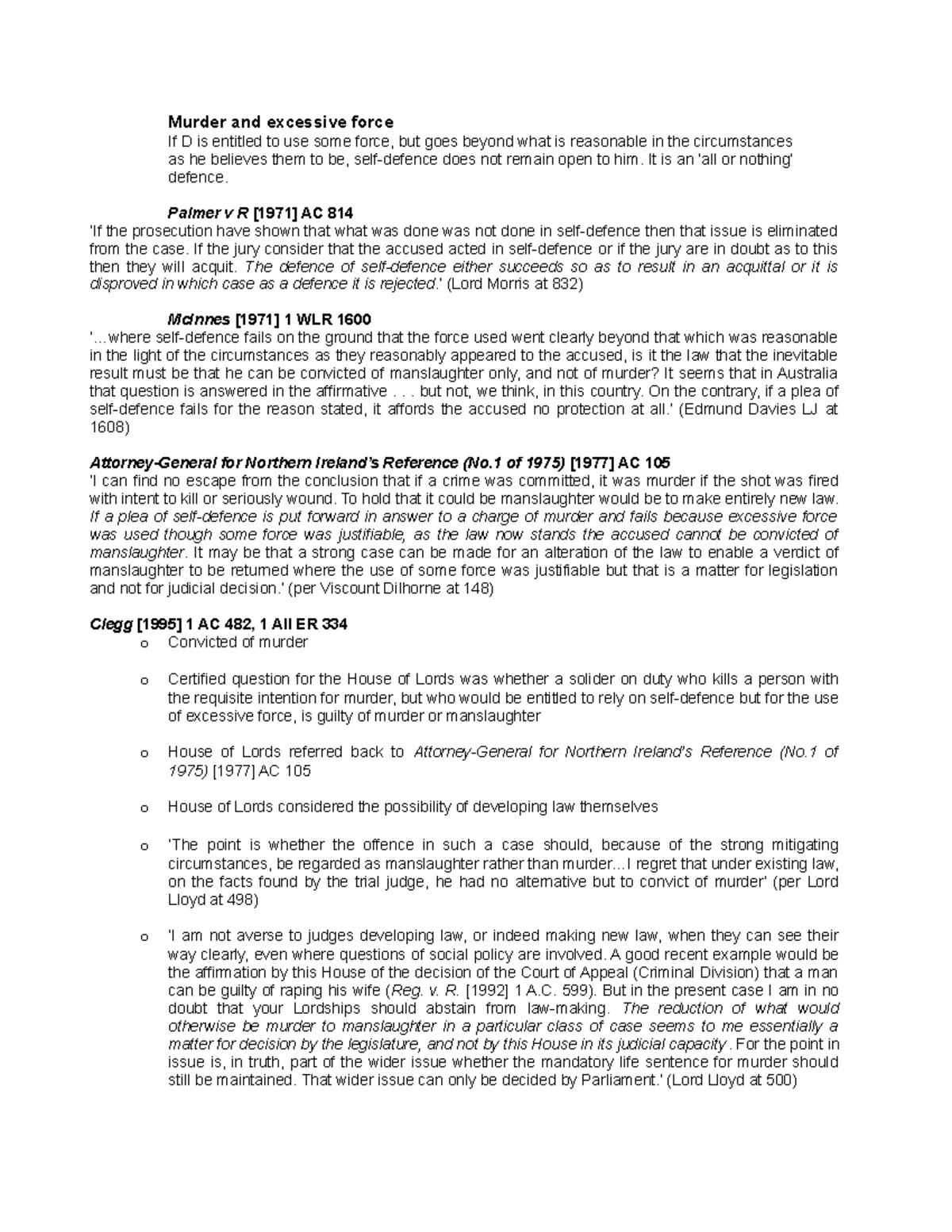 **Law 101: Self-Defence and the Implications of Excessive Force** - Studocu
