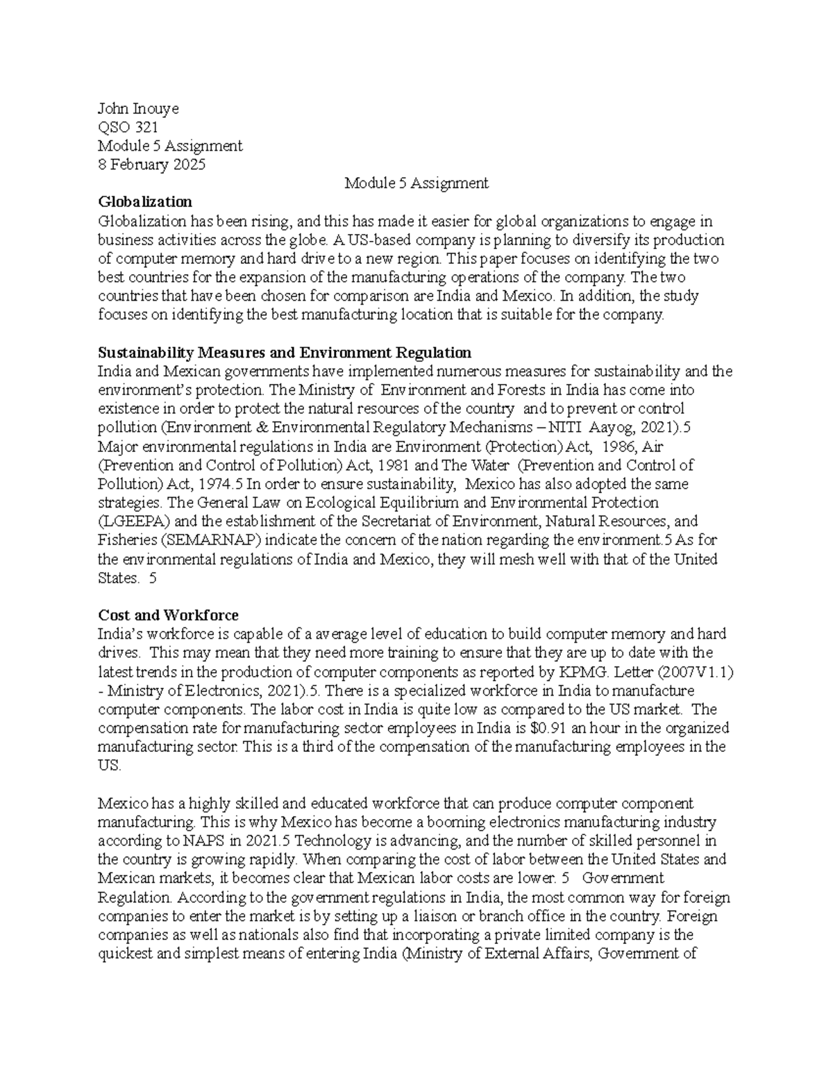 Week 5 - Essay Mod. 5 - John Inouye QSO 321 Module 5 Assignment 8 ...