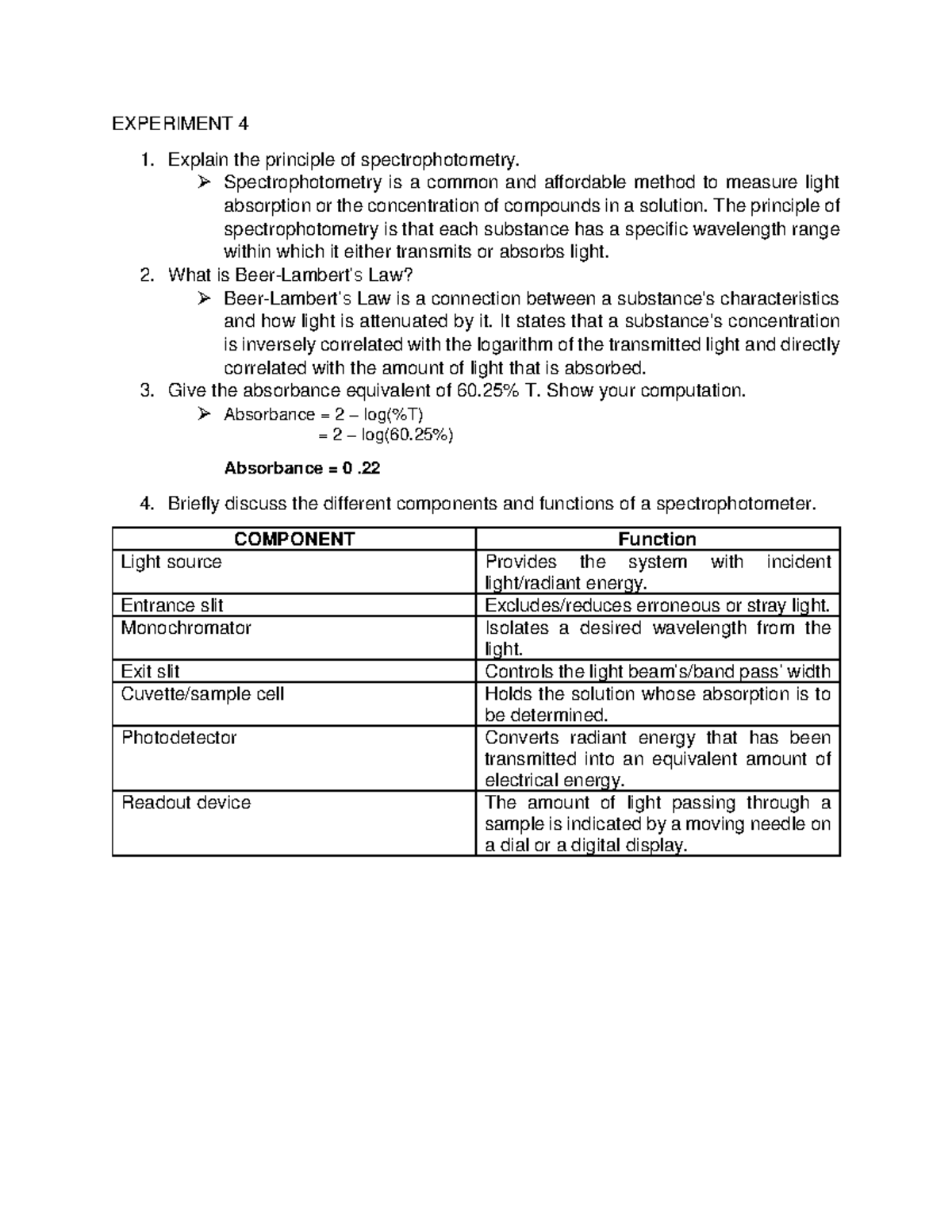 CC Lab 4: Spectrophotometry and Electrophoresis Principles Reviewed ...