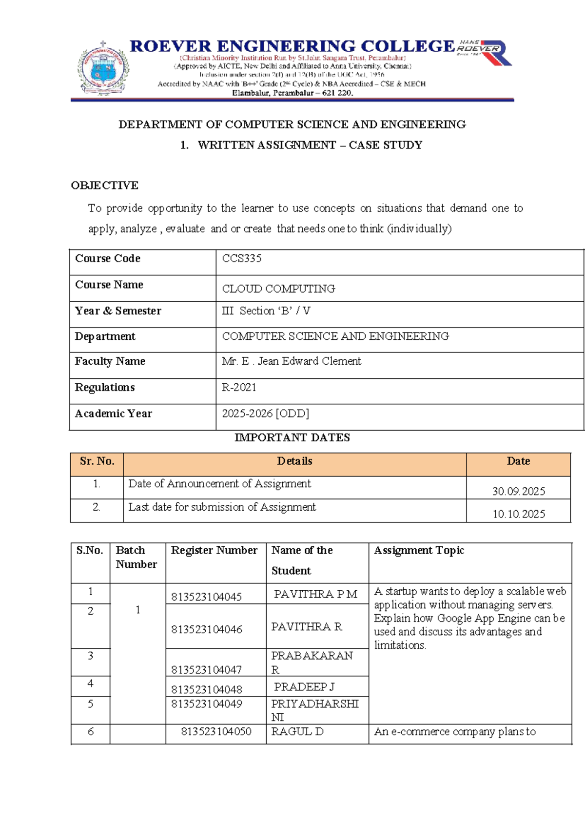 CCS335 Cloud Computing Case Study Assignment 4 - B Section - Studocu
