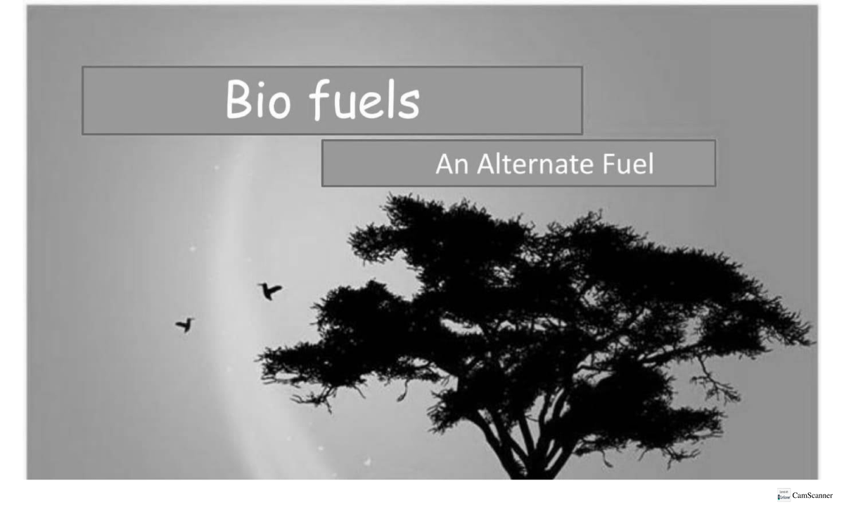 Biofuel presentation - notes - Bio fuels An Alternate Fuel Scanned with ...