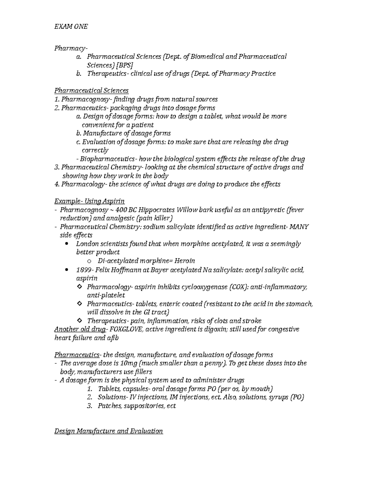 Pharmacy 101: Exam 1 Study Guide on Drug Design and Evaluation - Studocu