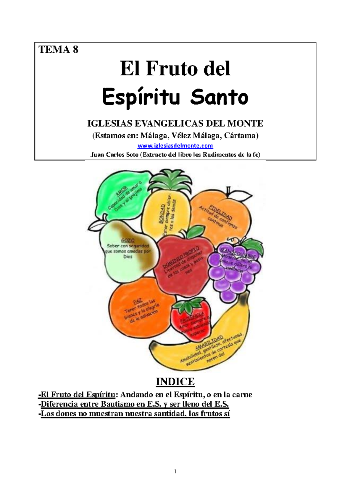 El Fruto del Espíritu Santo – TEMA 8: Enseñanzas y Reflexiones - Document Preview