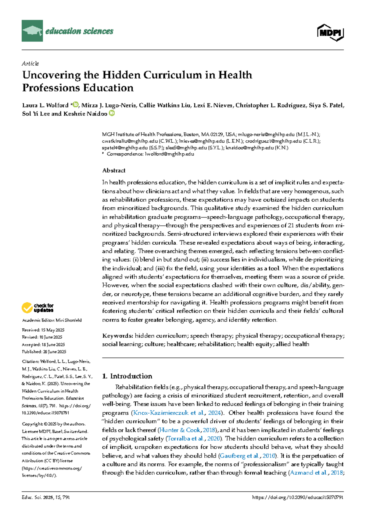 Uncovering the Hidden Curriculum in Health Professions Education (PT ...