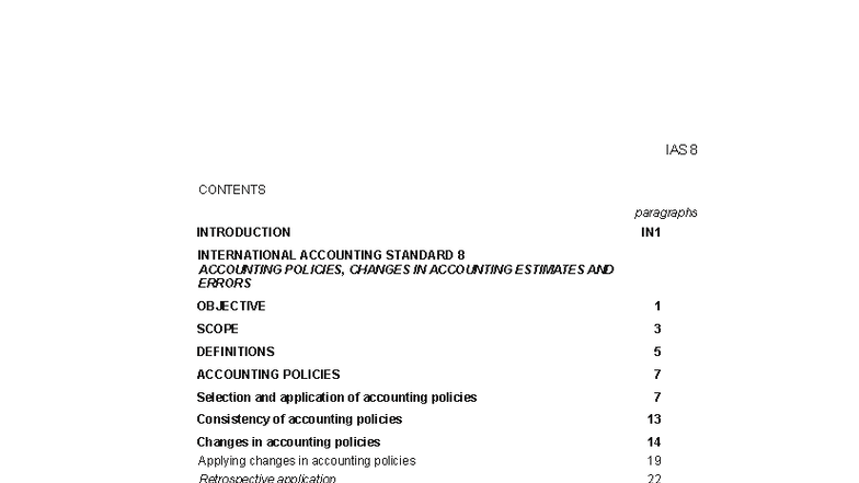 IAS 8 - Accounting Policies, Estimates, and Errors Overview - Studocu