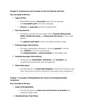 Homework Sheet Chapter 6 - Assessment and Concepts of Care for Patients ...